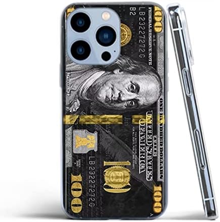 Телефон Случај Чиста Јасна Смешно Компатибилен со iPhone 14 Pro Макс 100 Долар Бил Црно Злато TPU Силиконски Мека Заштитна Кутија