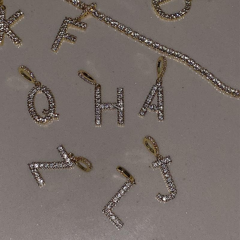 Ојалма циркон Почетна буква ѓердани ланец за жени за жени злато сребрена боја хип хоп а -z приврзок накит најдобар - е - платина