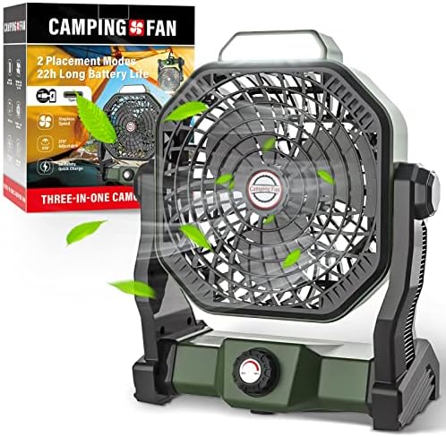 Преносен вентилатор за кампување во Калевол со LED фенер, 7800mAh Fell Open Fan, Rotation, 270 ° Rotation Gead, USB батерија