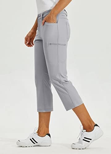 Вилит женски голф пешачење каприс панталони со џебови Брзо суви лесни обични панталони отпорни на вода отпорна на сива големина 10