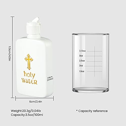 Iuaszz 5 парчиња шишиња со света вода бело со злато блокирање лого религиозно велигденско пластично шише за домашна кујна забава Декоративни додатоци