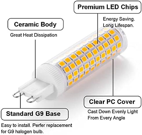 Xianfei 4 Пакет G9 LED Сијалица, G9 Bi Pin База Светилки, 12w Пченка Светилки 120W Халоген Еквивалент, 124 Led Диоди Дневна Светлина Бела 6000K,
