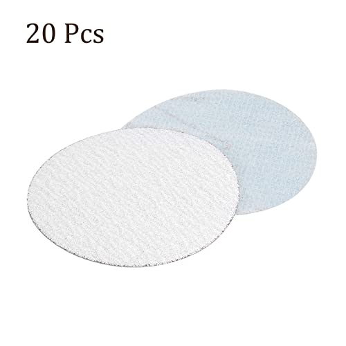 Козело 20 парчиња дискови за пескање на куки и јамка - [3 инчи x 150 решетки] Алуминиум оксид бели песочни песоци за орбитални