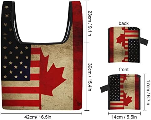 Гроздобер американски и канадски знамиња склопувачки торби за купување на намирници што можат да се користат за намирници,