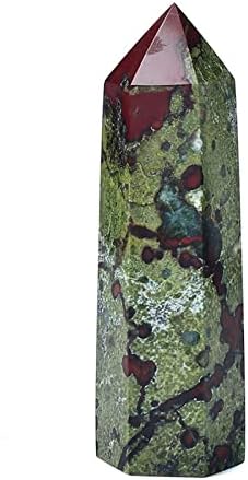 Доверба занаетчија 1 парчиња природен змеј крв камен кристал точка Реики лековити камен хексагонални призми Обелиск стапче кула Енергија Медитација