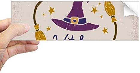 DiyThinker Purple Hat Cartoon Carticon Charton Foation Halloween Rectangle Bumper налепница за прозорец за прозорецот за прозорец