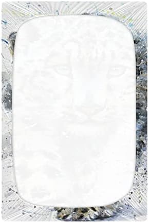 Алаза акварел Симпатична снежна леопард листови за креветчиња за диви животни опремени листови за момчиња за бебиња, дете, стандардна