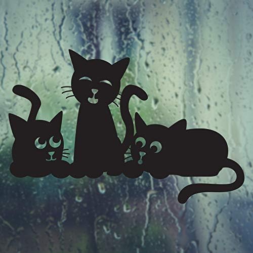Подземно Печатење Три Мачки-Мачиња Љубител На Миленичиња Луда Мачка Дама Винил Налепница Налепница | 5 Широк | Црн