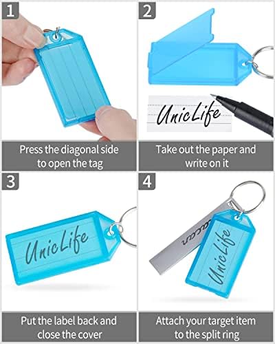 Униклиф 20 Спакувајте Цврсти Ознаки Со Пластични Клучеви Со Прозорец Со Етикета Со Поделен Прстен, Избрани Бои