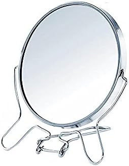 FXLYMR Десктоп Шминка Огледало Убавина Огледало Нерѓосувачки Челик Рамка Пренослив, 360 Степен Ротација Две Наклон Огледало Лупа, 1pc Свртете