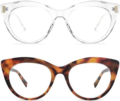 Амомом Трендовски очила за читање на сина светлина за жени, ретро TR90 тркалезно овален анти -сјај слатки очила за очила AM6052