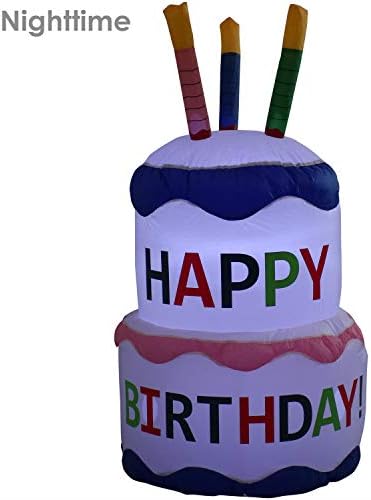 Голема декорација на отворено со надувување на отворено - Среќна роденденска торта - Прослава за забави од 4 метри, двор и градинарски