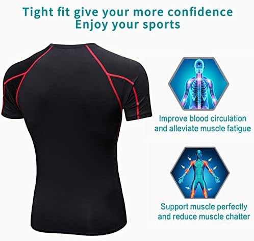 Машки кошули за компресија со кратки ракави за вежбање во салата за теретани, кои работат врвови, ладно сув спортски база, атлетски подмоци