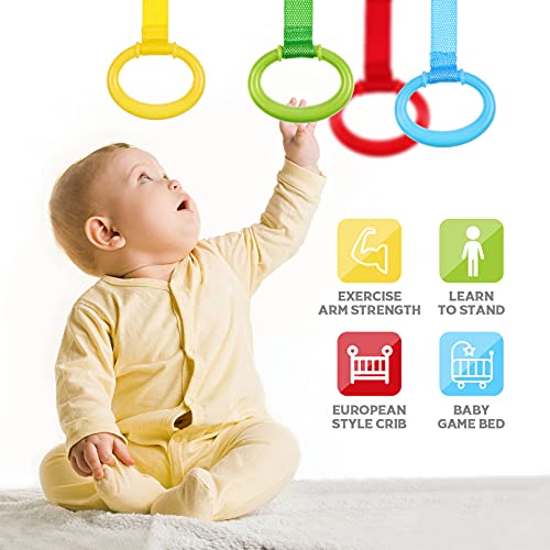 Зеродеко 4 парчиња бебешки креветчиња за бебиња, прстени за обука за пешачење за бебиња стојат безбедносни висечки прстени, играчки додатоци