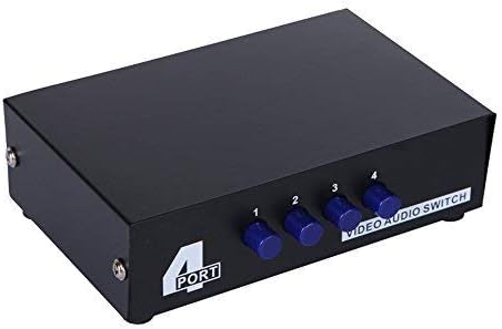 BLUEXIN 4 Порта Аудио Видео Прекинувач, 4 Во 1 Надвор АВ Прекинувач Метал Домување RCA Прекинувач ЗА Тв Кутија ДВД DVR PS3 И Повеќе