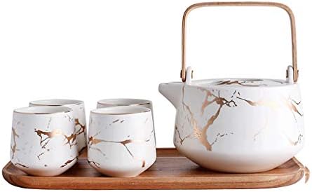 Lepsjgc керамика мермер чај сет чајник чаша пет-парчиња костум за дневник за кујнски додатоци за кујнски додатоци за декорација на простории