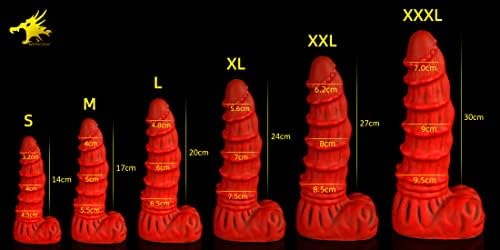 Nothosaur 「Mephisto」 13 Dildo Lifelike Огромно силиконско дилдо, со силна чаша за вшмукување, за G-SEX секс играчки за возрасни за жени и двојки, црвена, 2xl