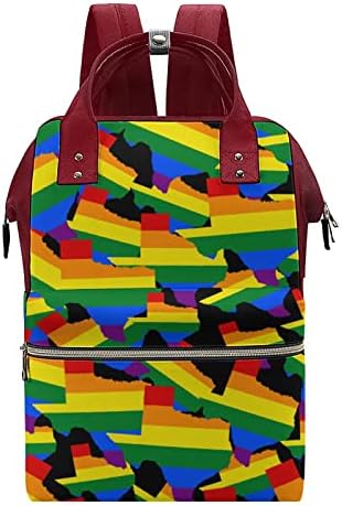 Смешноста во Тексас мапа ЛГБТ геј гордост печатена пелена торба бебешки торбички торбички водоотпорна торба за рамо на рамо за мајка и тато