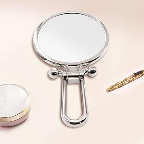 Yaymer 2/5/10x Зголемување на огледалото за шминка рачно шминка суета огледало преклопување на раката на огледалото на џебните