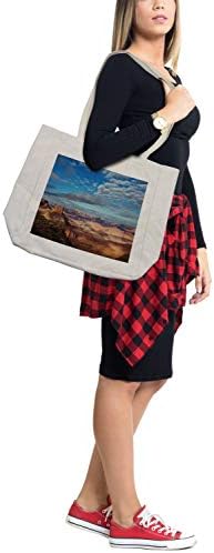 Торба за купување на пејзаж Амбесон, Национални паркови во Кањонленд, облачно сино небо, црвено небо, црвени бутс, фото сценографија,