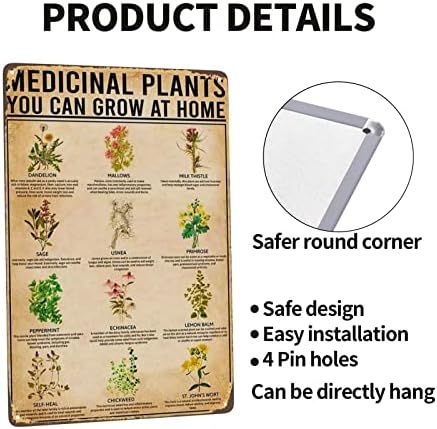 Лековити растенија знаење ретро метален знак гроздобер растенија знаци wallид декор смешни графикони знаење лимени знаци за обука на училишна