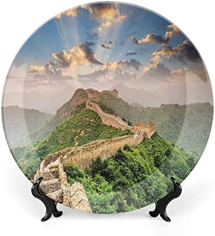 Декоративна чинија од 6 инчи, Велики wallидови на Кина Керамички каменувач, Ориентална средновековна блокада на високо земјиште печати керамички
