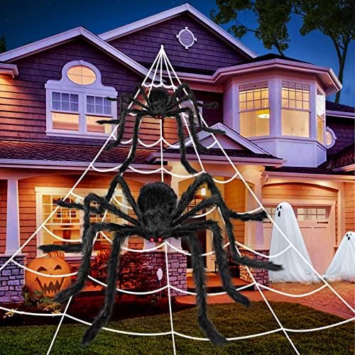 Лудило 3 парчиња Ноќта на вештерките Спајдер Веб веб -украси за пајаци 276 Голем пајак веб 59 гигант пајак 49 Биг пајак затворен отворен