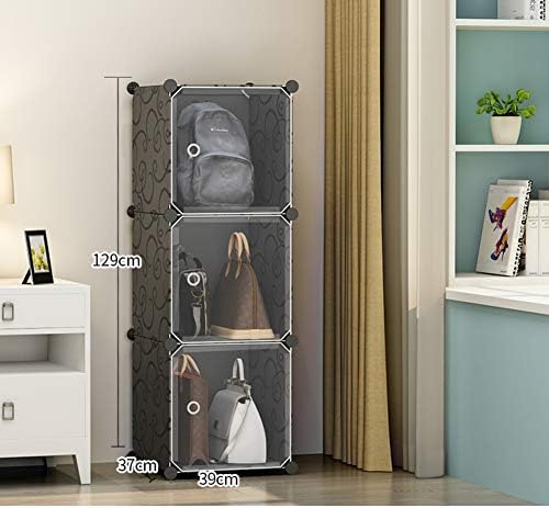 Преносна гардероба за плакари за DIY, пластичен модуларен организатор за складирање на коцка со врати идеална за дневна соба во спална соба, 3