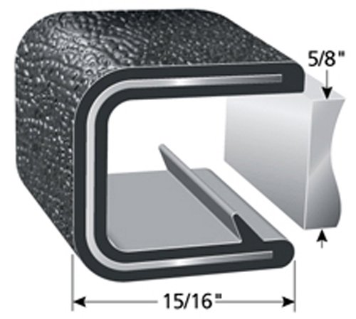Trim-Lok Edge Trim-одговара на 5/8 ”раб, 15/16” должина на ногата, должина од 100, црна, текстура на камчиња-флексибилен заштитник на PVC работ