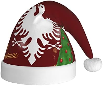 Албански Орел Смешни Возрасни Кадифен Дедо Мраз Шапка Божиќ Шапка за Жени &засилувач; Мажите Божиќ Празник Шапка