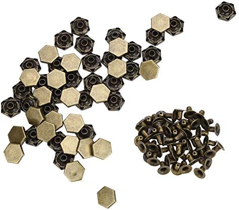 Chictry 50 комплети метални шестоаголни столпчиња за забивање единечни капачиња за брзи сврзувачки елементи за DIY кожни занаети торбички