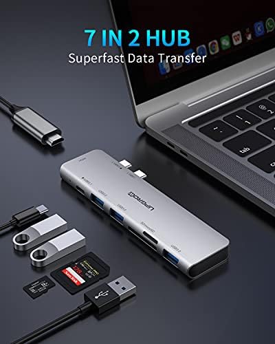 USB C Центар За MacBook, PowerExpand Директен 7-во-2 USB C Адаптер Компатибилен со THUNDERBOLT 3 USB C Порта, 100w Испорака На Енергија,