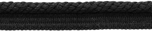 Пакет од 8 јарди/елаборат 3/8 инчи црна веранда колекција Трим кабел со шиење усна/стил 0038V/боја: црн јаглен - VNT30