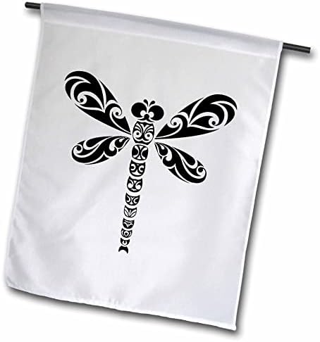 3drose Dragonfly Black Tribal Tattuate Style Style Art On White - Flags