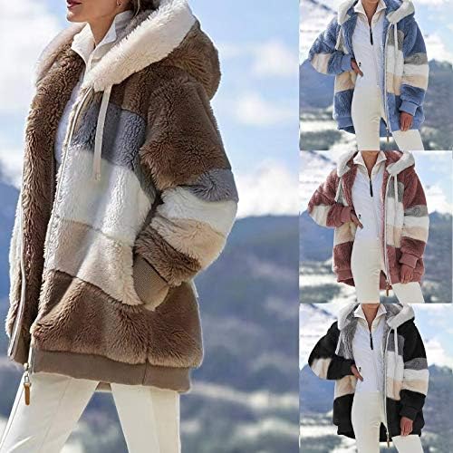 Зимски јакни за жени плус големина, женски зимски палта, зимски јакни за жени нејасни кардиган со качулка Отворена предна палта