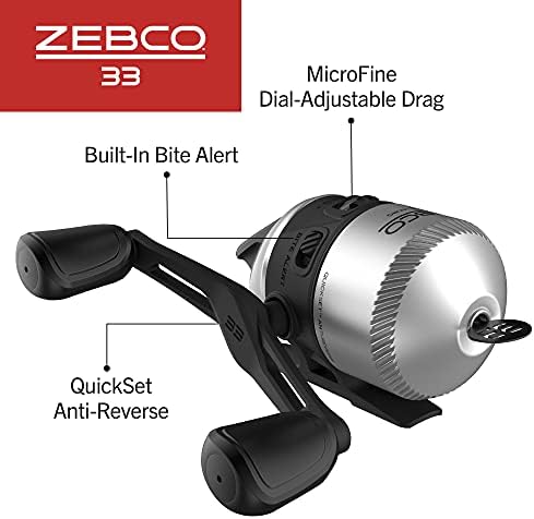 Zebco 33 Platinum Spincast Reel, 5 лежишта со топки, инстант анти-реверзии со мазно влечење што може да се прилагоди, моќни сите метални брзини