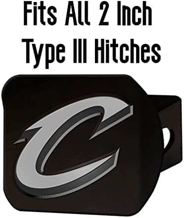 Кливленд Кавалиерс Црниот метал со метални капаци со 3Д сиво тимско лого од FanMats - уникатен дизајн со тркалезно обликување - лесна