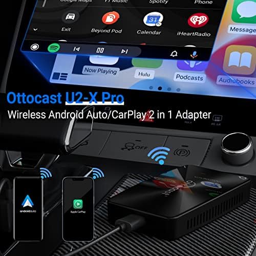Отокаст Безжичен Android Auto Car Адаптер U2-X Pro, Најновиот Android Auto &засилувач; Apple CarPlay 2 Во 1 Адаптер, Безжичен Адаптер За