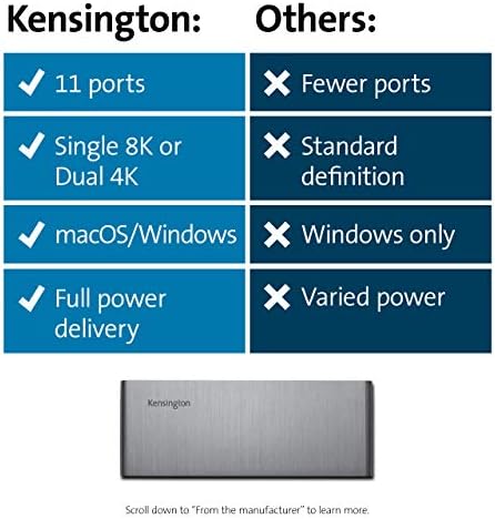 Кенсингтон SD5700T Thunderbolt 4 Докинг Станица, Двојна 4K, 90W PD-Прозорец И Mac OS