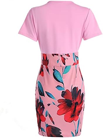 Fragarnенски Sundresses, модни жени секси кратки ракави што се спојуваат цветниот печатење, фустан за задникот