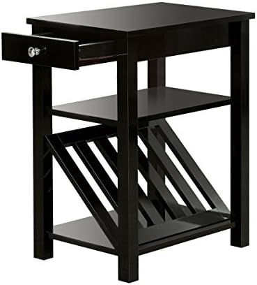 Мебел на Америка ЕРХАРТ II 1-ДВЕЕ Странична табела со решетки за списанија, црно