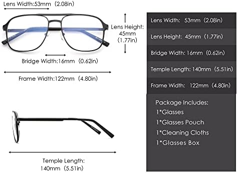 Очила за блокирање на сина светлина на Glindar Aviator, класични квадратни компјутерски чаши за жени метална рамка црна
