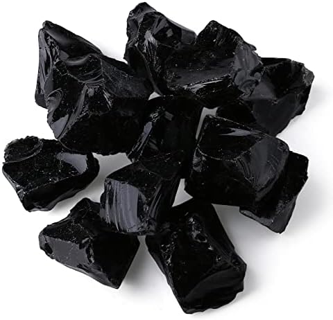 Laidanla црни опсидијан природни груби камења кристал големи сурови кристали рефус 1,5-2 inch заздравувачки камења за лековити