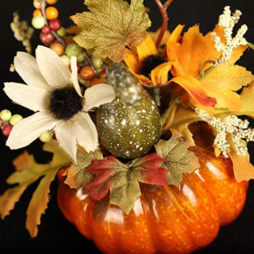 Homoyoyo есен декор на отворено вештачка тиква со животен јавор остава сончоглед и црвени бобинки за есенска Ноќта на вештерките Денот на благодарноста