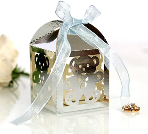 JGQGB 10 парчиња Сина Кутија За Подароци За Денот На Детето Роденденска Свадба Кутии За Бонбони Пакување Шуплива Слатка Мечка Чоколадна Обвивка