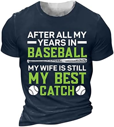 Гроздобер кошула за печатење на бејзбол буква за мажи со кратки ракави со кратки ракави, атлетска лесна маичка