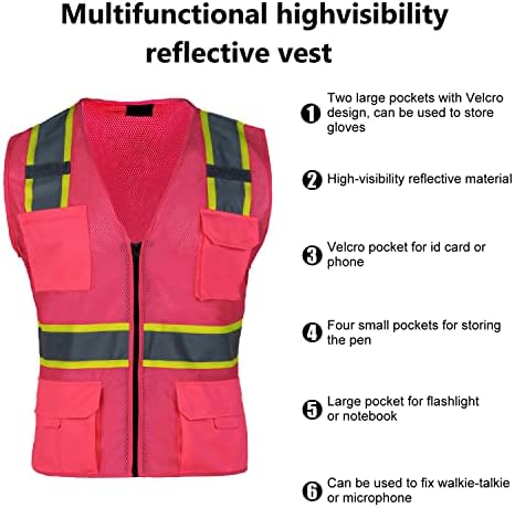 Безбедносен елек на Fonirra за жени со џебови и патент рефлектирачки висока видлива мрежа за градежни работи