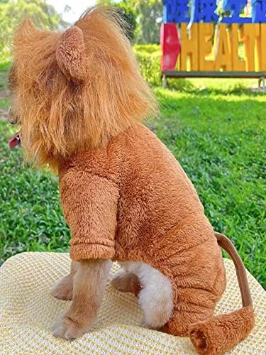 Милумија миленичиња лав костум за мали средни кучиња облеки смешни костуми за кучиња облека жолта х-голема