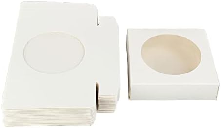 SPEC101 Бела индивидуална кутија за колачиња мали кутии за третирање со прозорец, 100pk 4,4in квадратни пекарски кутии за десерт