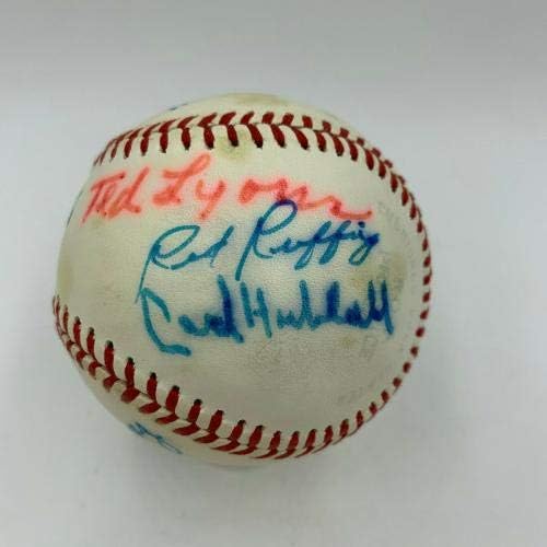 NY Legends Coveleski Grimes Hoyt Ruffing Lyons Gomez Hubbell потпиша бејзбол ЈСА - автограмирани бејзбол